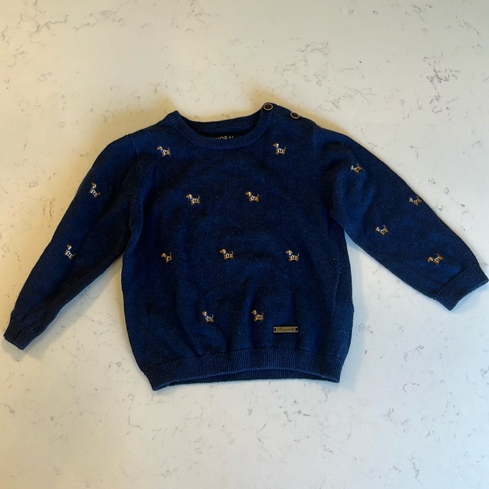 Dachshund Embroidered Mayoral Navy Sweater